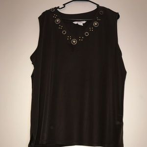 Tanjay  Brown Sleeveless Top with Wood Beads